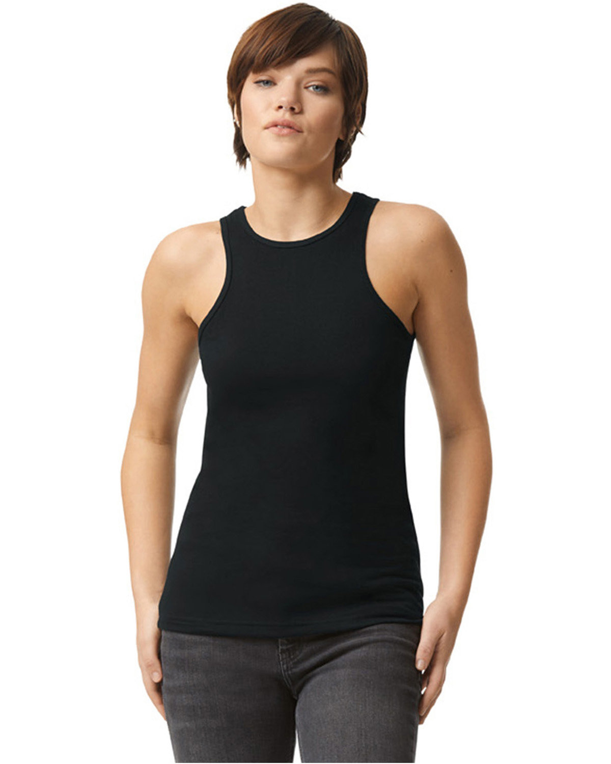 Pack Of 3 American Apparel 101CVC Ladies Jogging Sports CVC Racerneck Tank Top