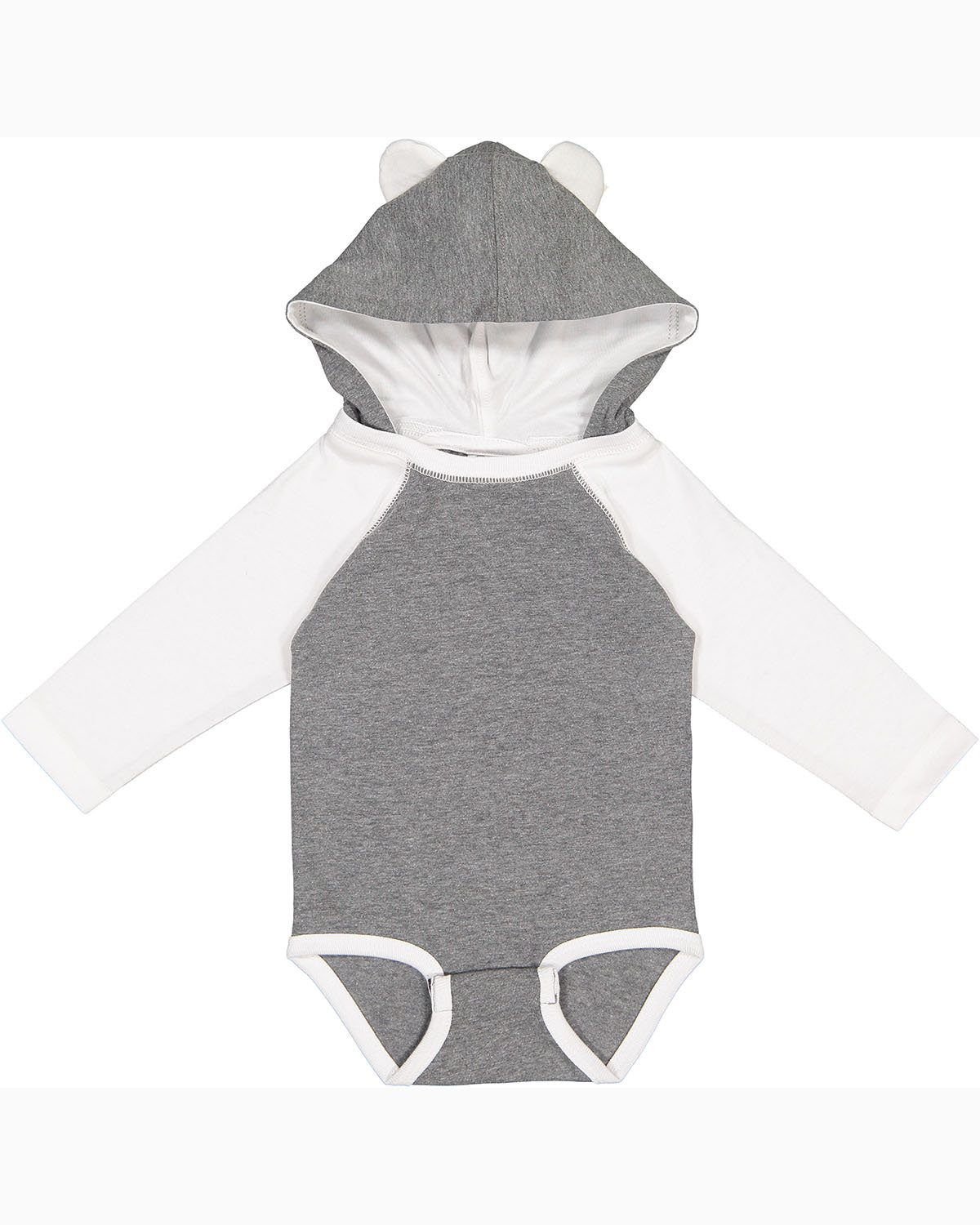 Pack Of 3 Rabbit Skins 4418 Infant Long Sleeve Fine Jersey Bodysuit With Ears - Picture 2 of 4
