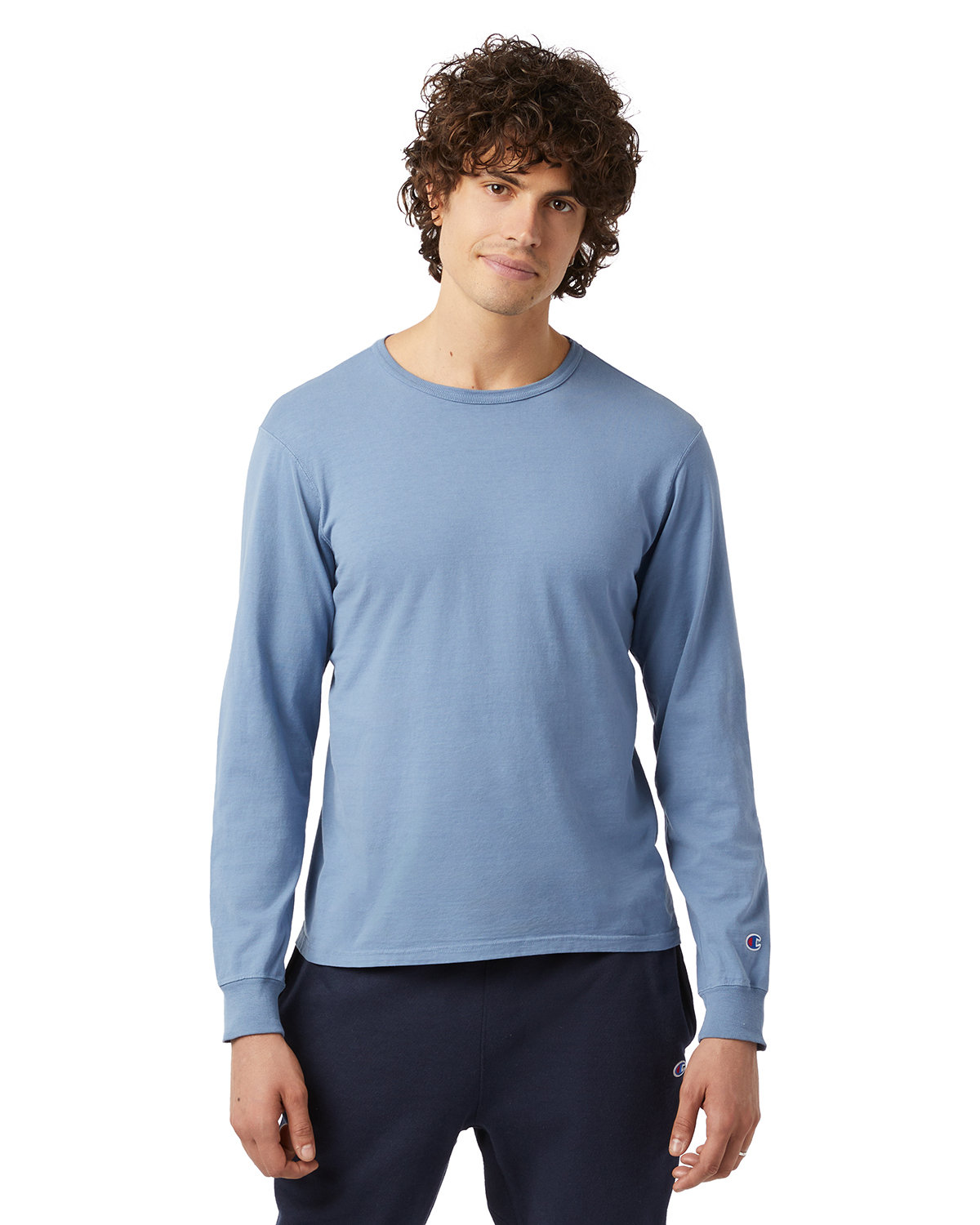 Pack Of 10 Champion CD200 Unisex Long Sleeve Heavyweight Garment Dyed T-Shirt - Picture 7 of 7