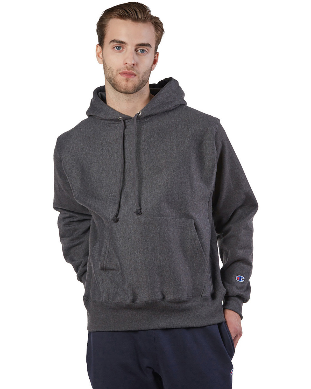 Champion S1051 Mens Reverse Weave Pullover Hooded Sweatshirt With C Logo - Picture 7 of 20