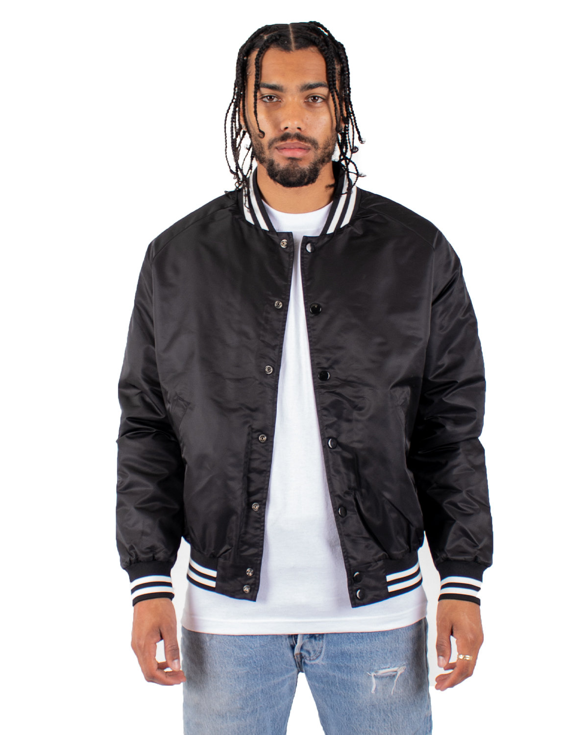 Shaka Wear SHVBJ Mens Water-Resistant Raglan Sleeve Varsity Bomber Jacket