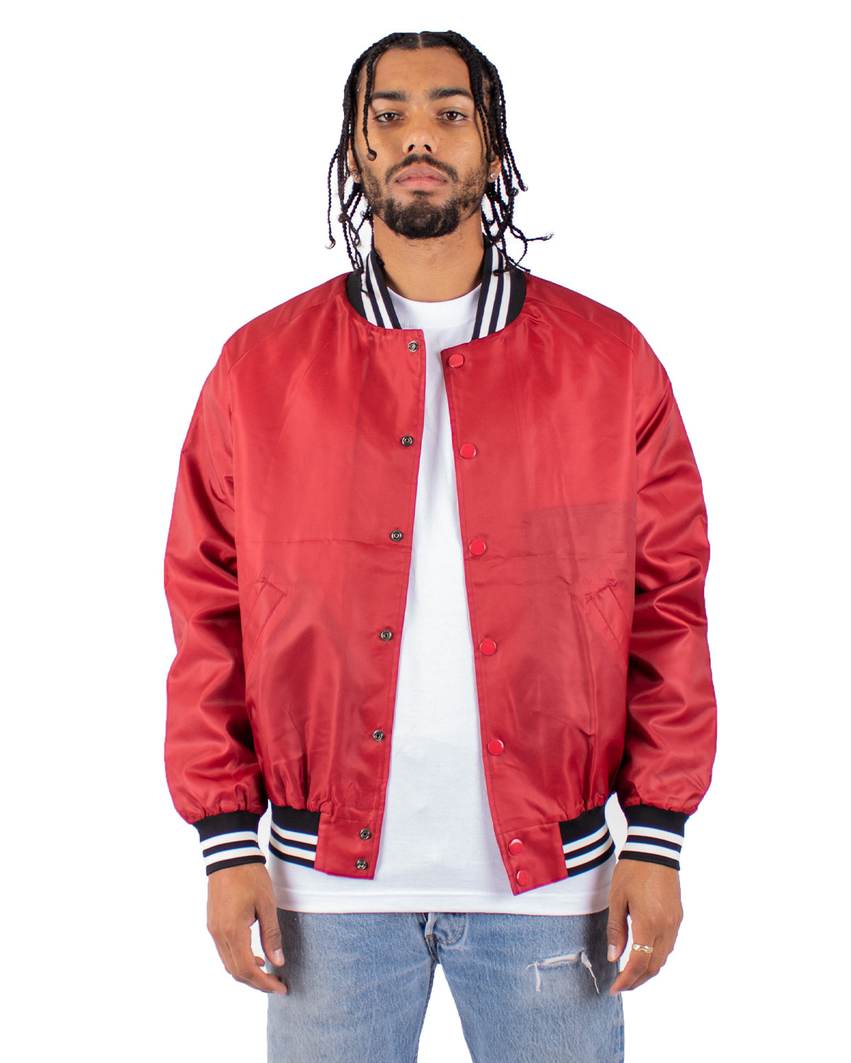 Shaka Wear SHVBJ Mens Water-Resistant Raglan Sleeve Varsity Bomber Jacket