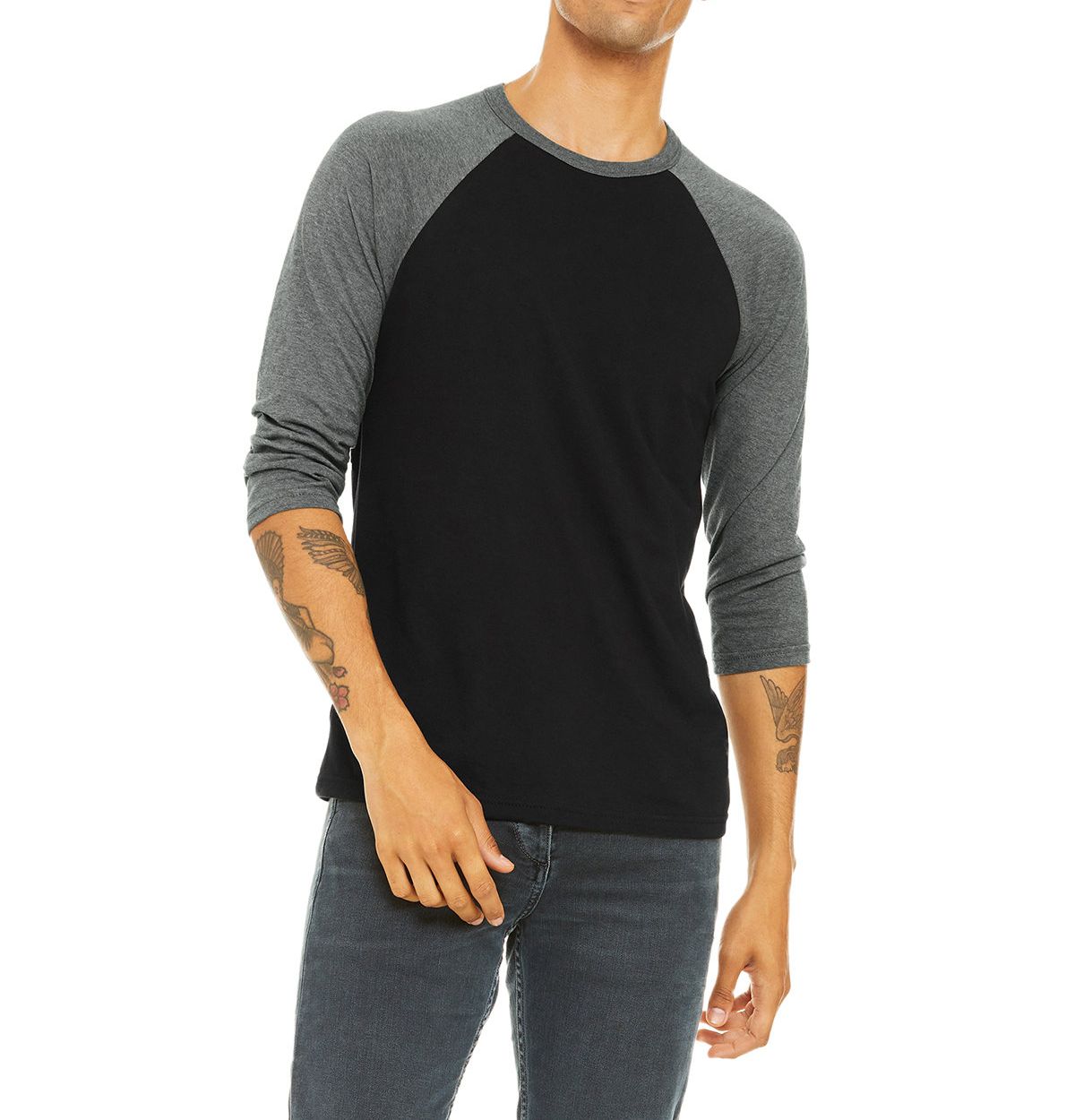 Just Blanks Unisex Adult Regular Fit 3/4 Sleeve Raglan T-Shirt – JB3200