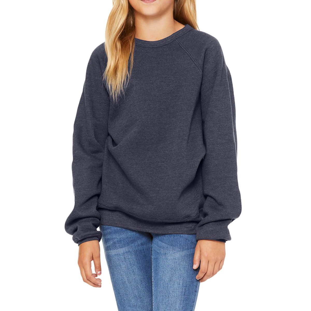 JustBlanks Youth Crewneck Fleece Sweatshirt - JB3901Y - Picture 3 of 4