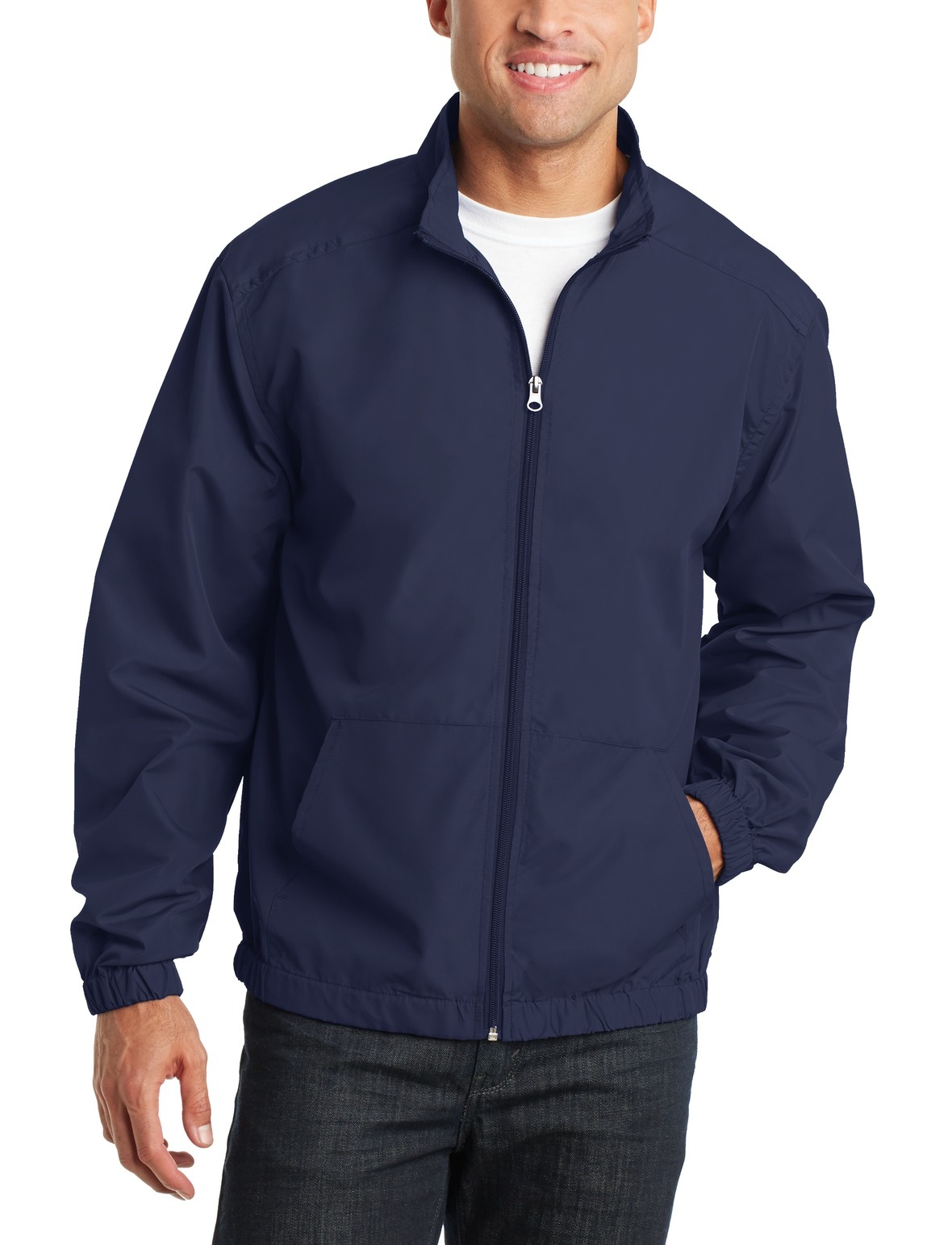 wjk WASHABLE JKT ネイビー XL 未使用 ウォッシャブル JustBlanks Men's 100% Polyester Essential Full-Zip Lightweight