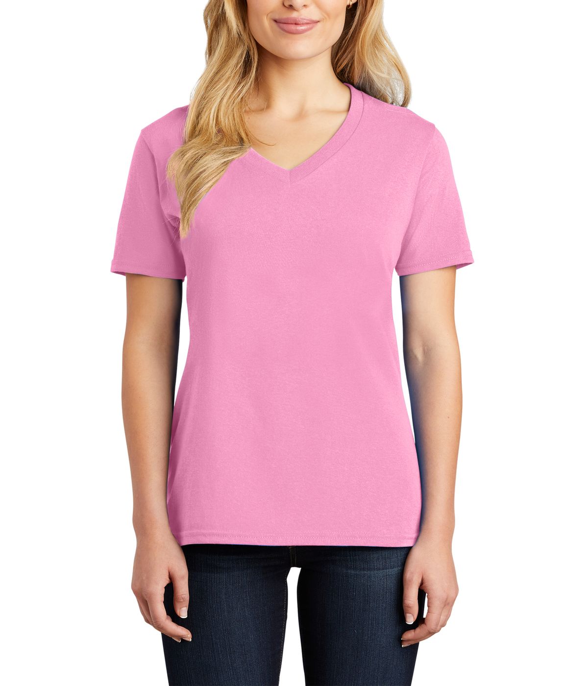 Just Blanks Women's Cotton/Polyester Core Cotton V-Neck Tee T-Shirt - JBLPC54V