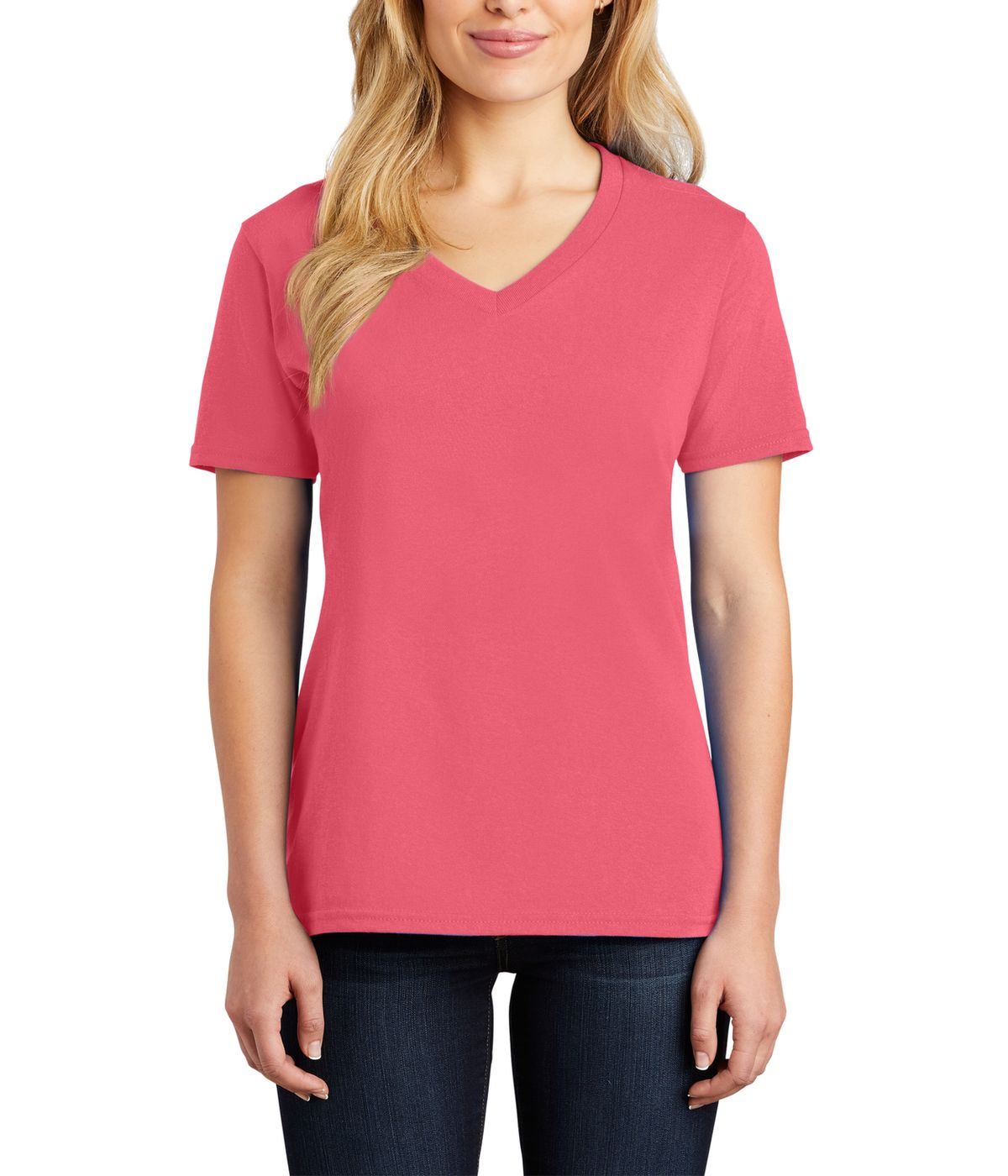 Just Blanks Women's Cotton/Polyester Core Cotton V-Neck Tee T-Shirt - JBLPC54V