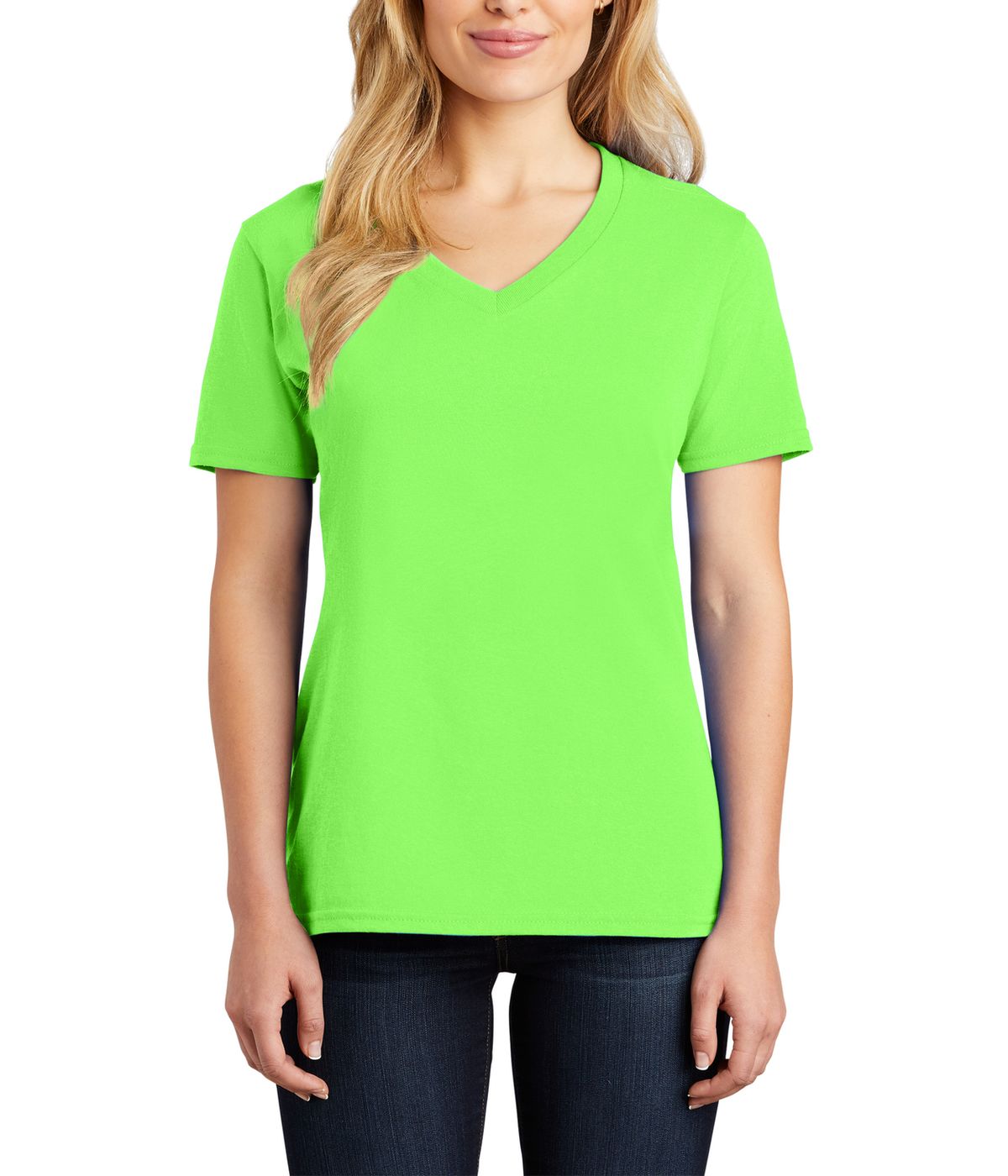 Just Blanks Women's Cotton/Polyester Core Cotton V-Neck Tee T-Shirt - JBLPC54V