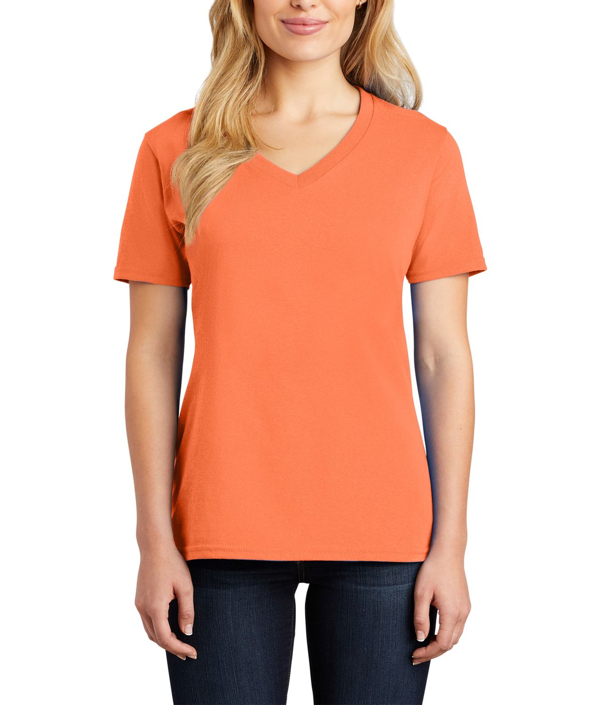 Just Blanks Women's Cotton/Polyester Core Cotton V-Neck Tee T-Shirt - JBLPC54V