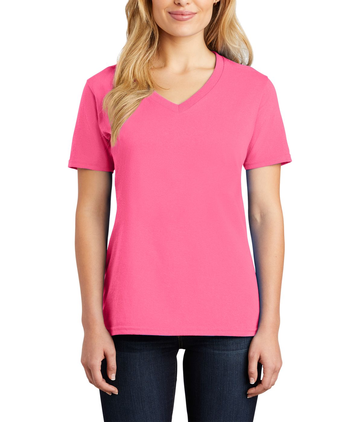 Just Blanks Women's Cotton/Polyester Core Cotton V-Neck Tee T-Shirt - JBLPC54V