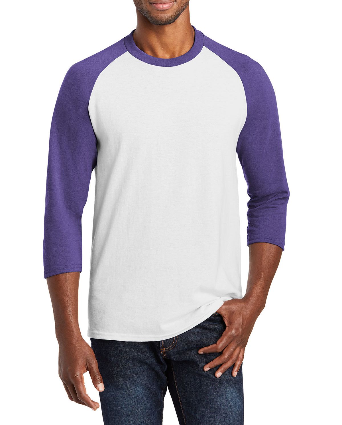 JustBlanks Men's Core Blend 3/4-Sleeve Raglan Tee Baseball T-Shirt - JBPC55RS - Picture 8 of 10