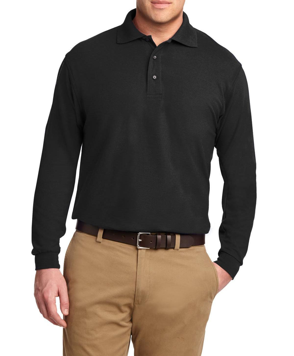 Just Blanks Men's Long Sleeve Tall Athletic Long Sleeve Polo Shirt - JBTLK500LS