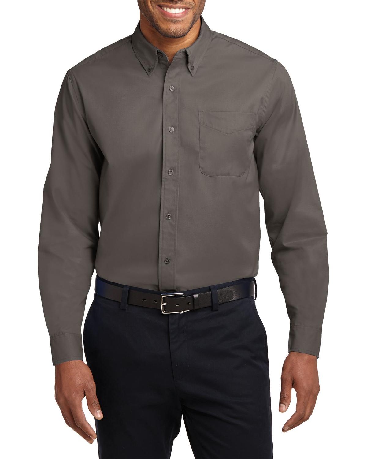 JustBlanks Men's Tall Comfortable Easy Care Long Sleeve Dress Shirt - JBTLS608 - Picture 2 of 25