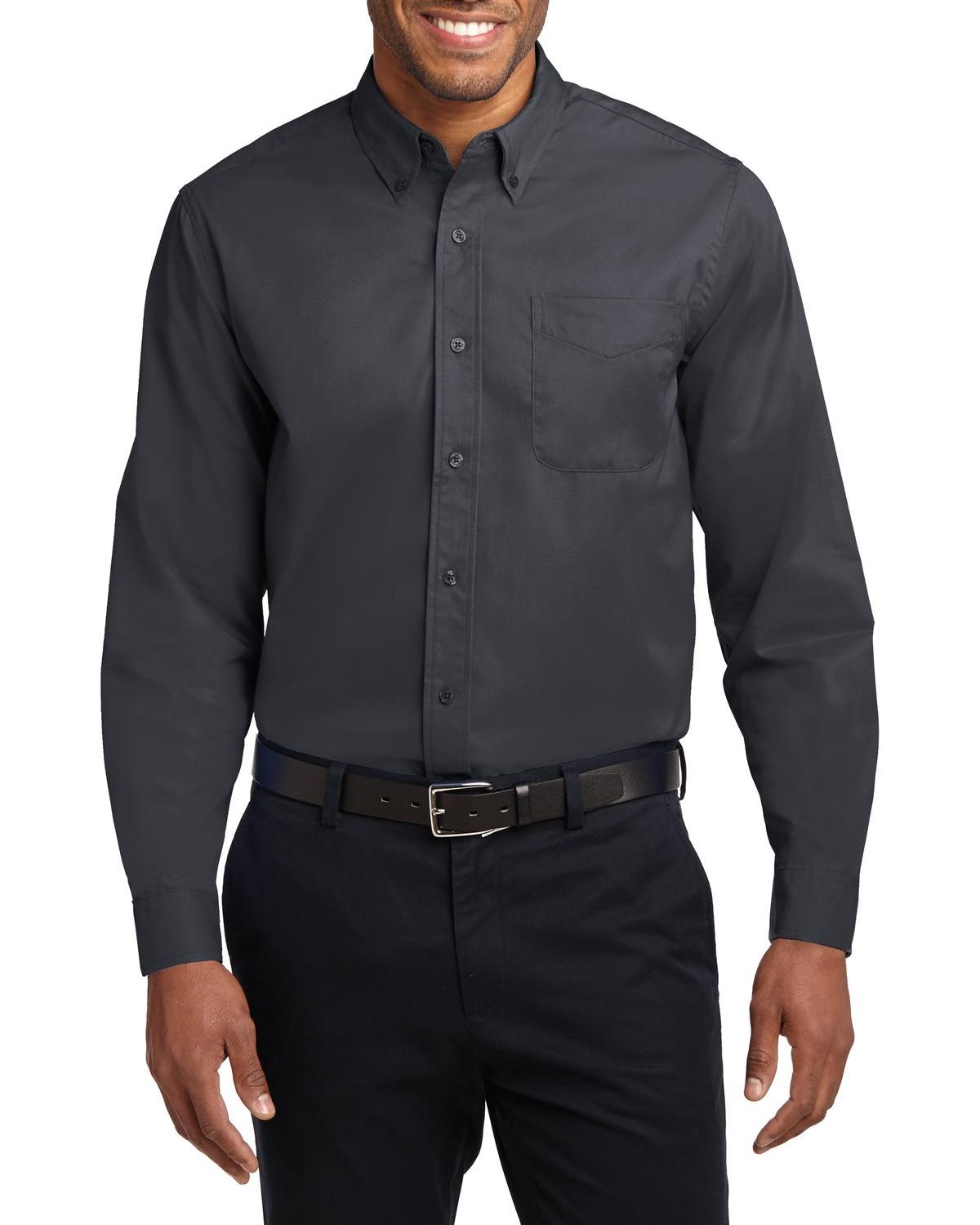 JustBlanks Men's Tall Comfortable Easy Care Long Sleeve Dress Shirt - JBTLS608 - Picture 6 of 25