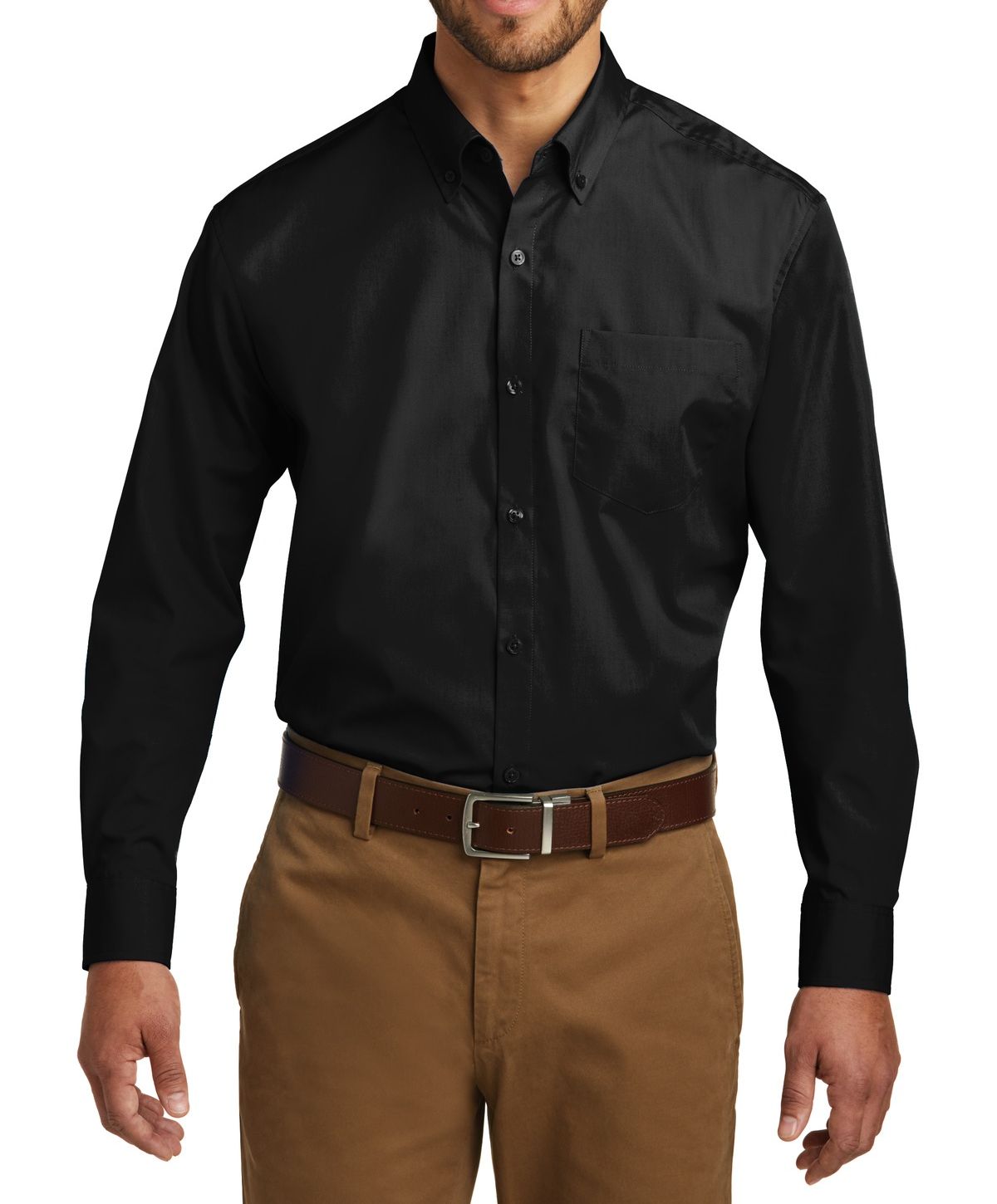Just Blanks Men’s Tall Long Sleeve Carefree Poplin Shirt With Pocket – JBTW100