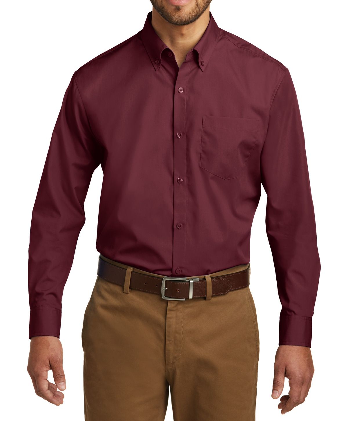 Just Blanks Men’s Long Sleeve Carefree Pocket Poplin Dress Shirt – JBW100