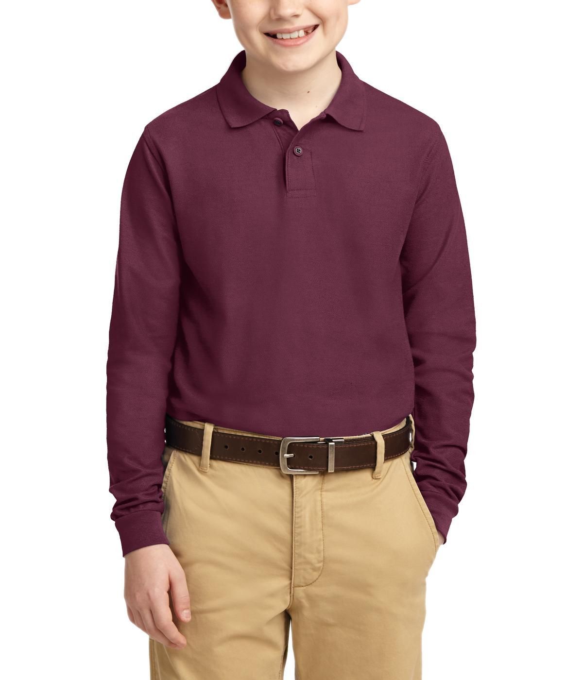 JustBlanks Youth Long Sleeve Silk Touch Polo Shirt - JBY500LS - Picture 3 of 8