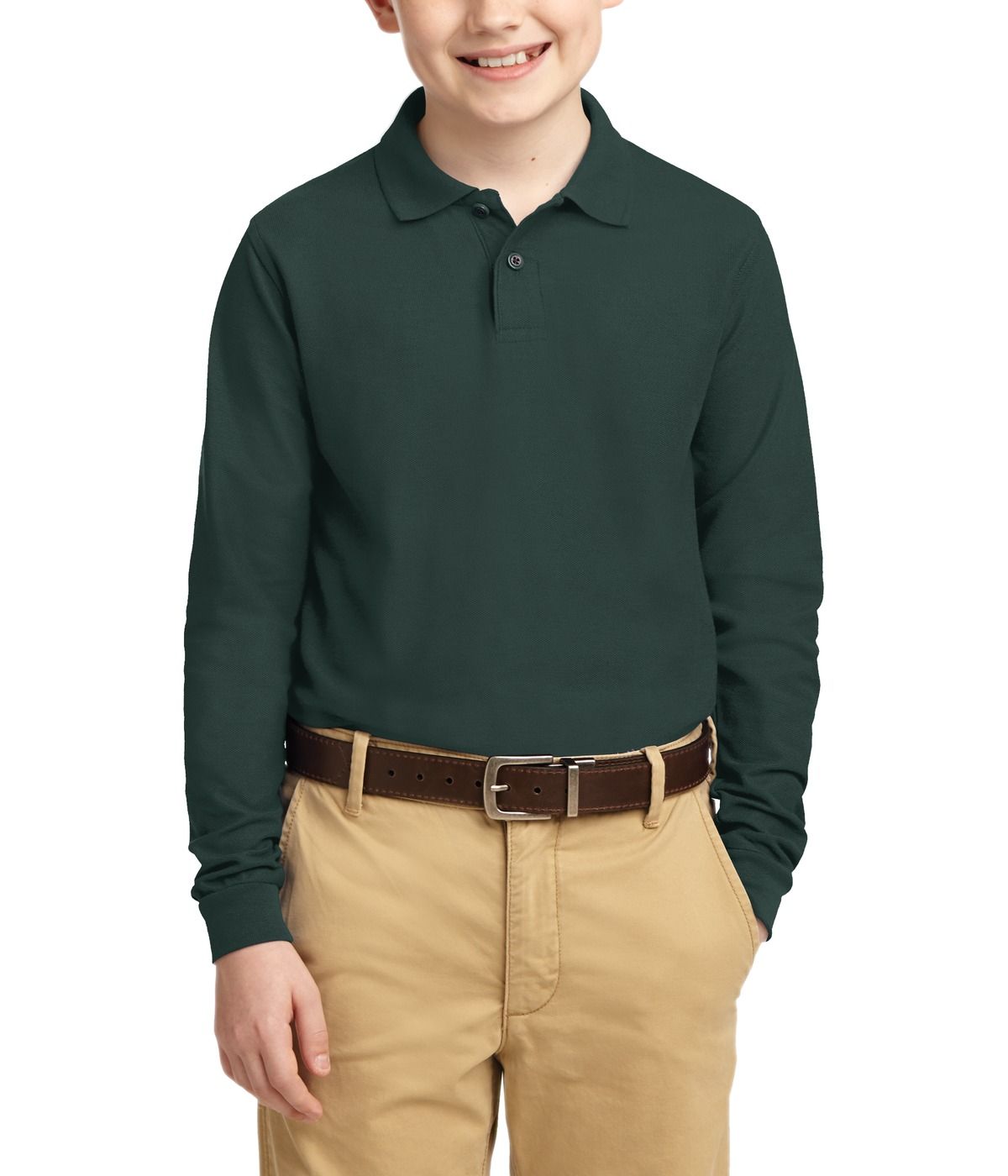 JustBlanks Youth Long Sleeve Silk Touch Polo Shirt - JBY500LS - Picture 4 of 8