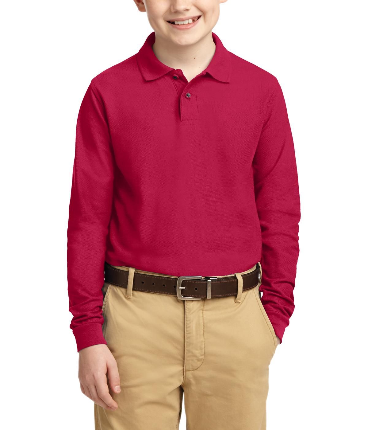 JustBlanks Youth Long Sleeve Silk Touch Polo Shirt - JBY500LS - Picture 6 of 8