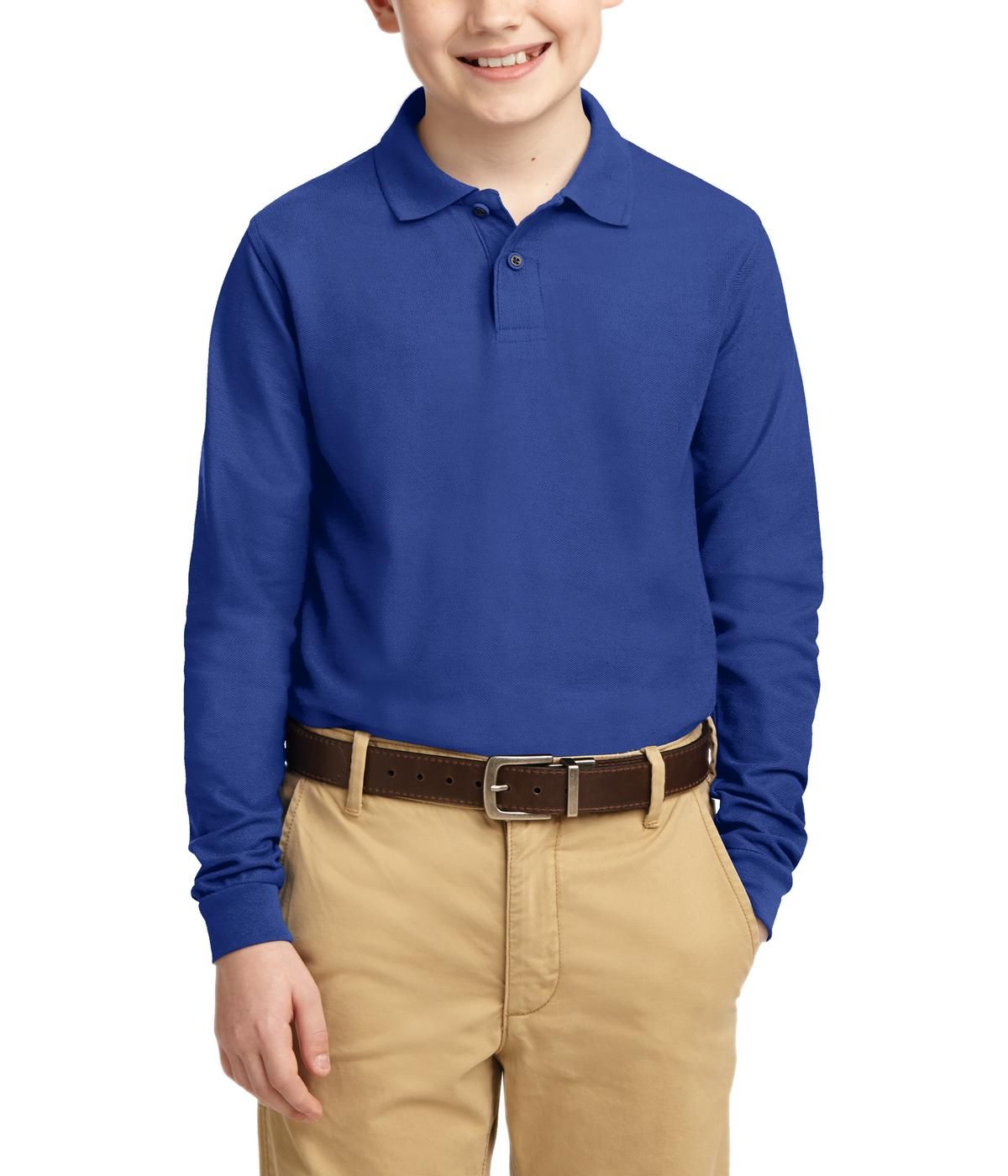 JustBlanks Youth Long Sleeve Silk Touch Polo Shirt - JBY500LS - Picture 7 of 8
