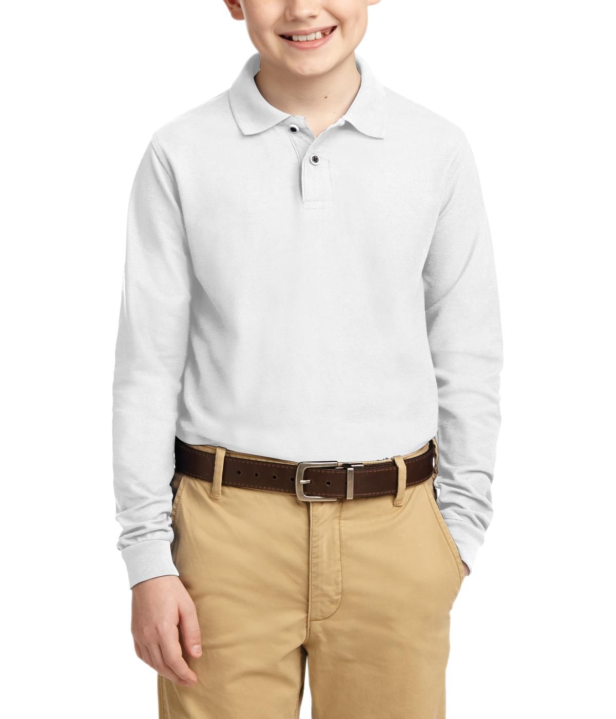 JustBlanks Youth Long Sleeve Silk Touch Polo Shirt - JBY500LS - Picture 8 of 8