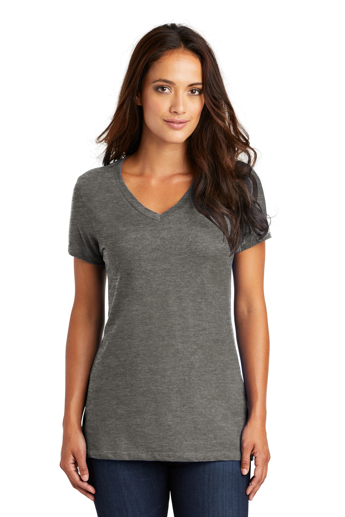 3 Pack Of District DM1170L Womens Cotton Perfect Weight V Neck Tee Top T-Shirt - Picture 14 of 28