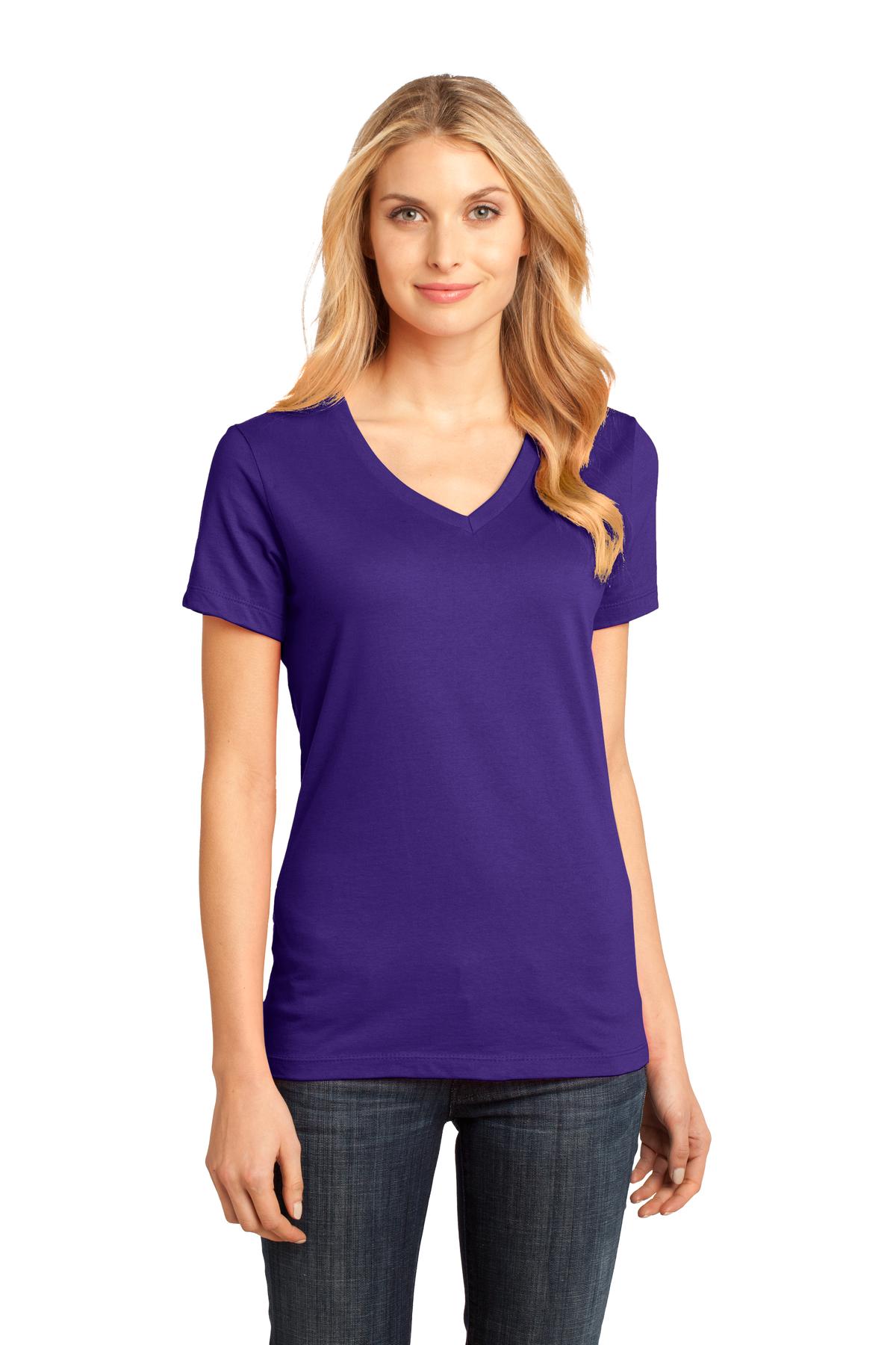 3 Pack Of District DM1170L Womens Cotton Perfect Weight V Neck Tee Top T-Shirt - Picture 24 of 28
