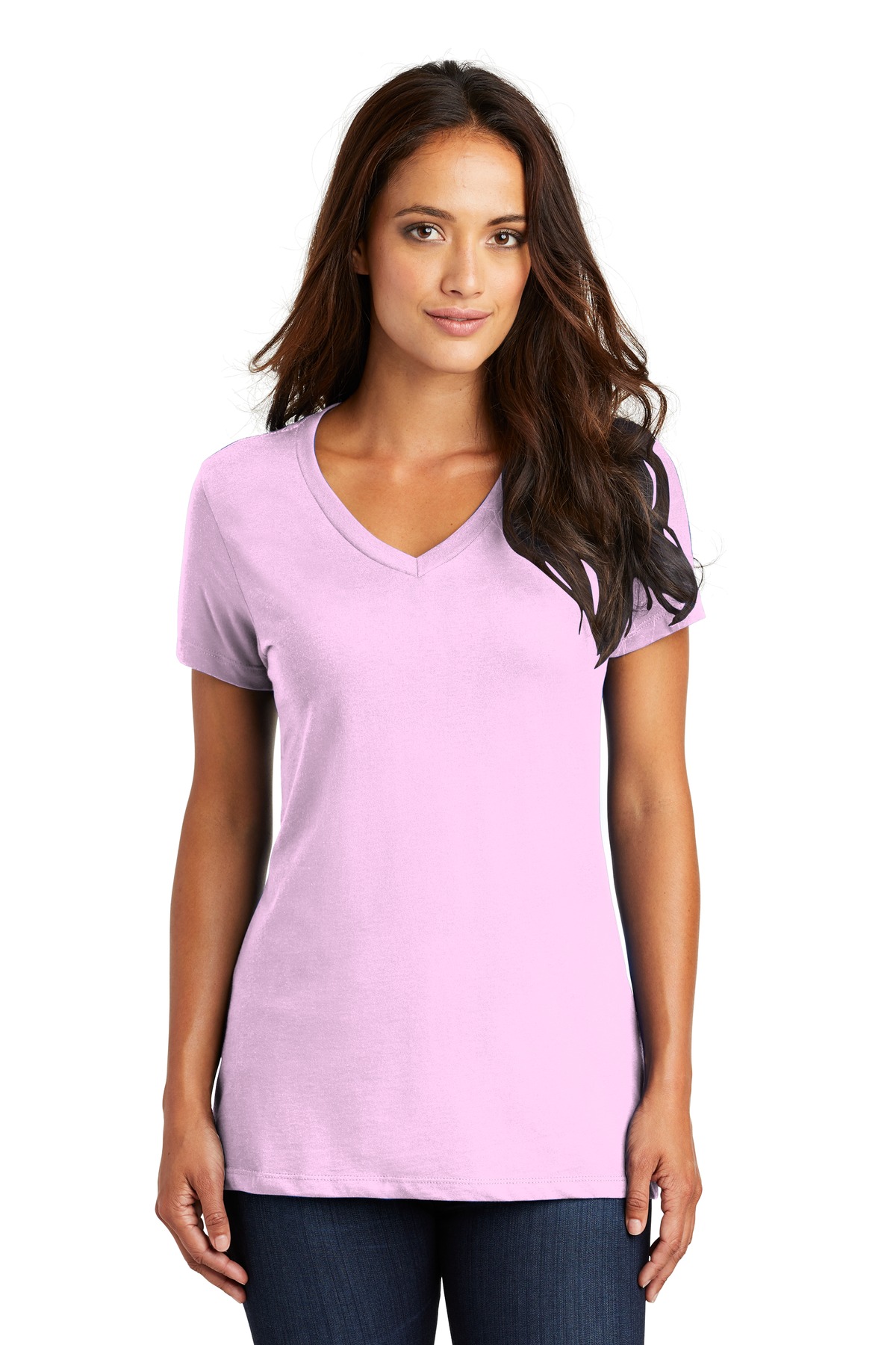 3 Pack Of District DM1170L Womens Cotton Perfect Weight V Neck Tee Top T-Shirt - Picture 28 of 28