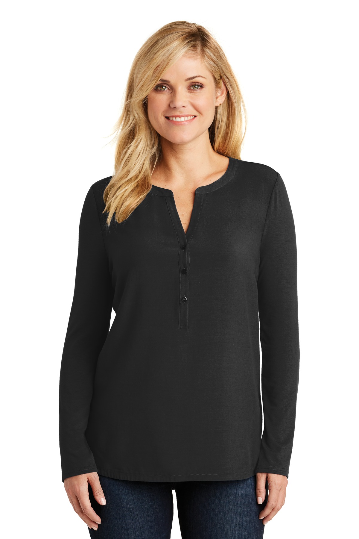 3 Pack Of Port Authority LK5432 Women's Soft Concept Flowy Henley Tunic - Picture 2 of 5