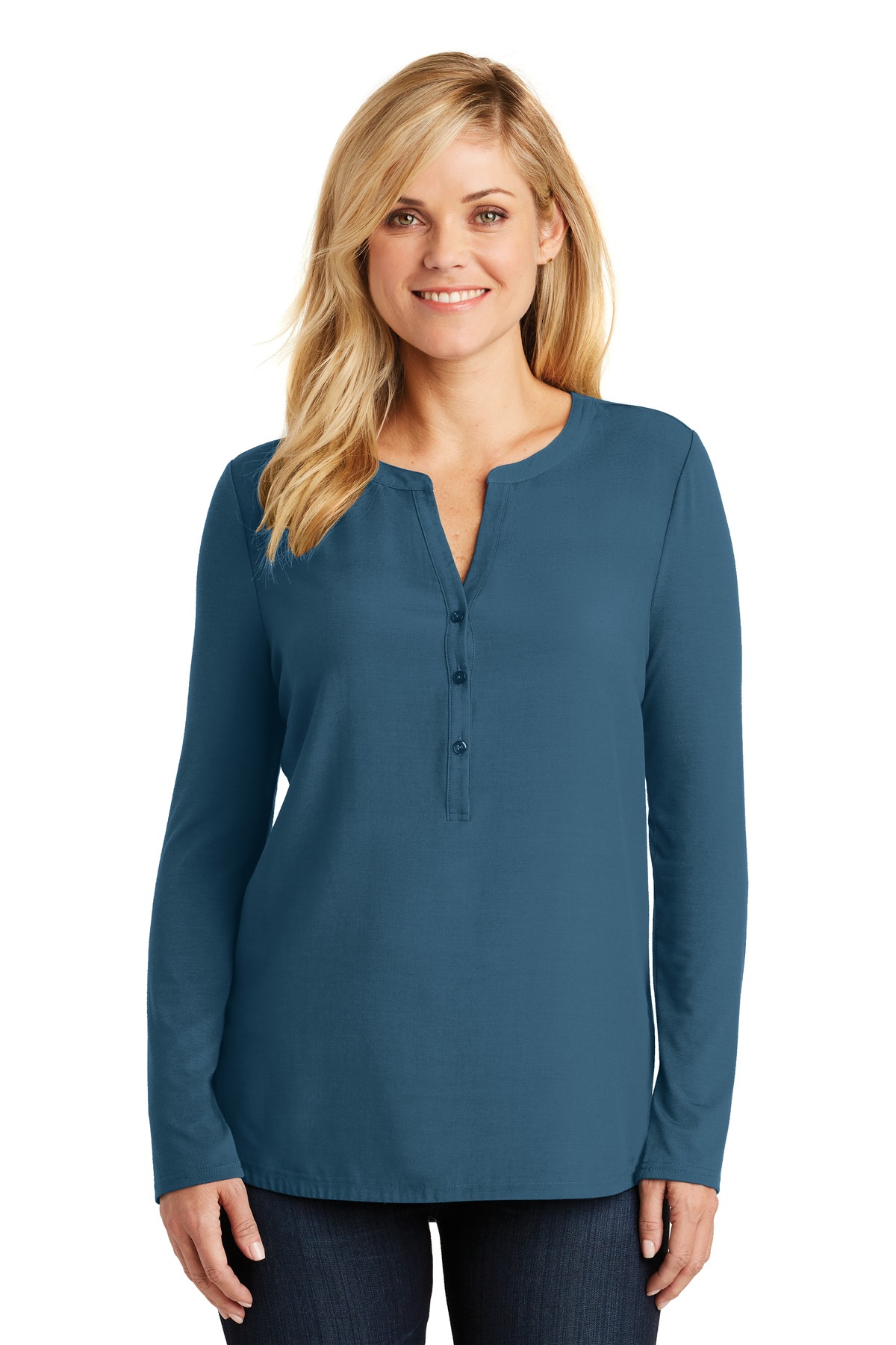 3 Pack Of Port Authority LK5432 Women's Soft Concept Flowy Henley Tunic - Picture 3 of 5