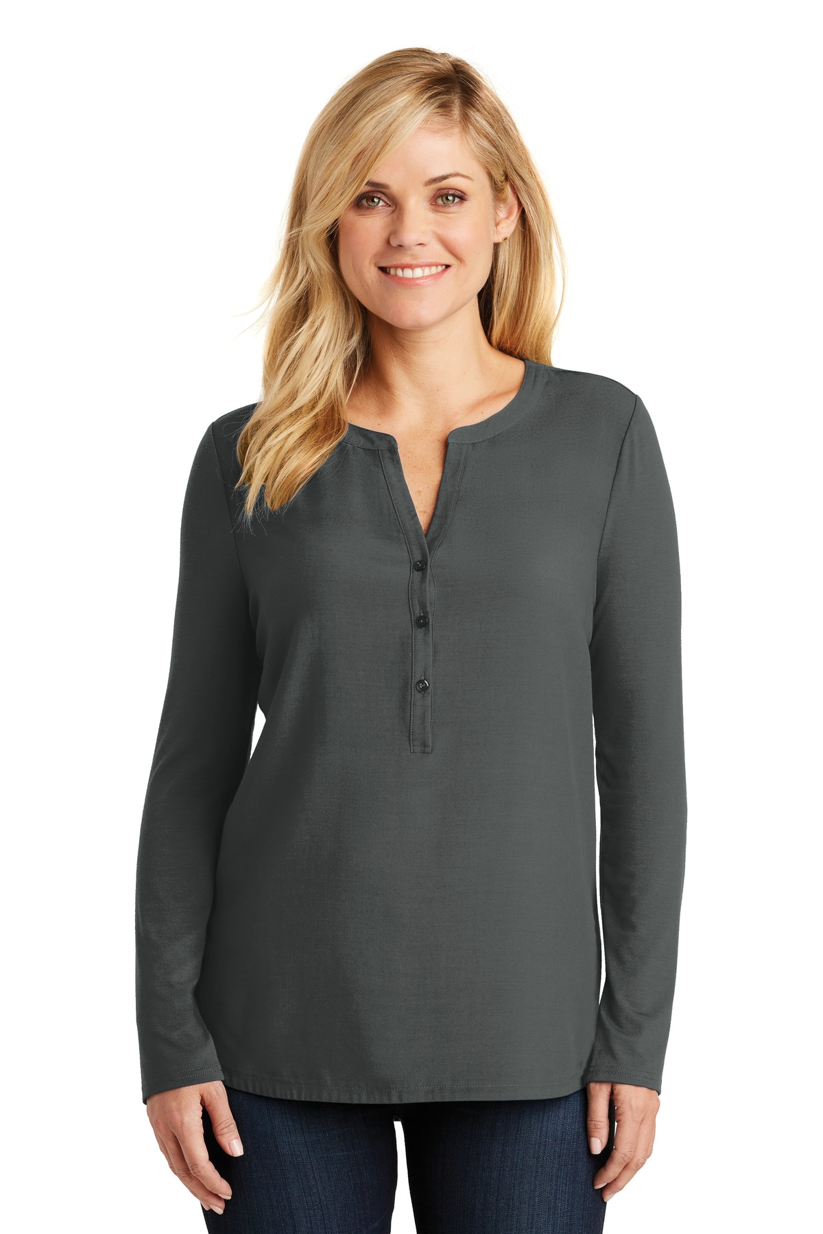 3 Pack Of Port Authority LK5432 Women's Soft Concept Flowy Henley Tunic - Picture 4 of 5