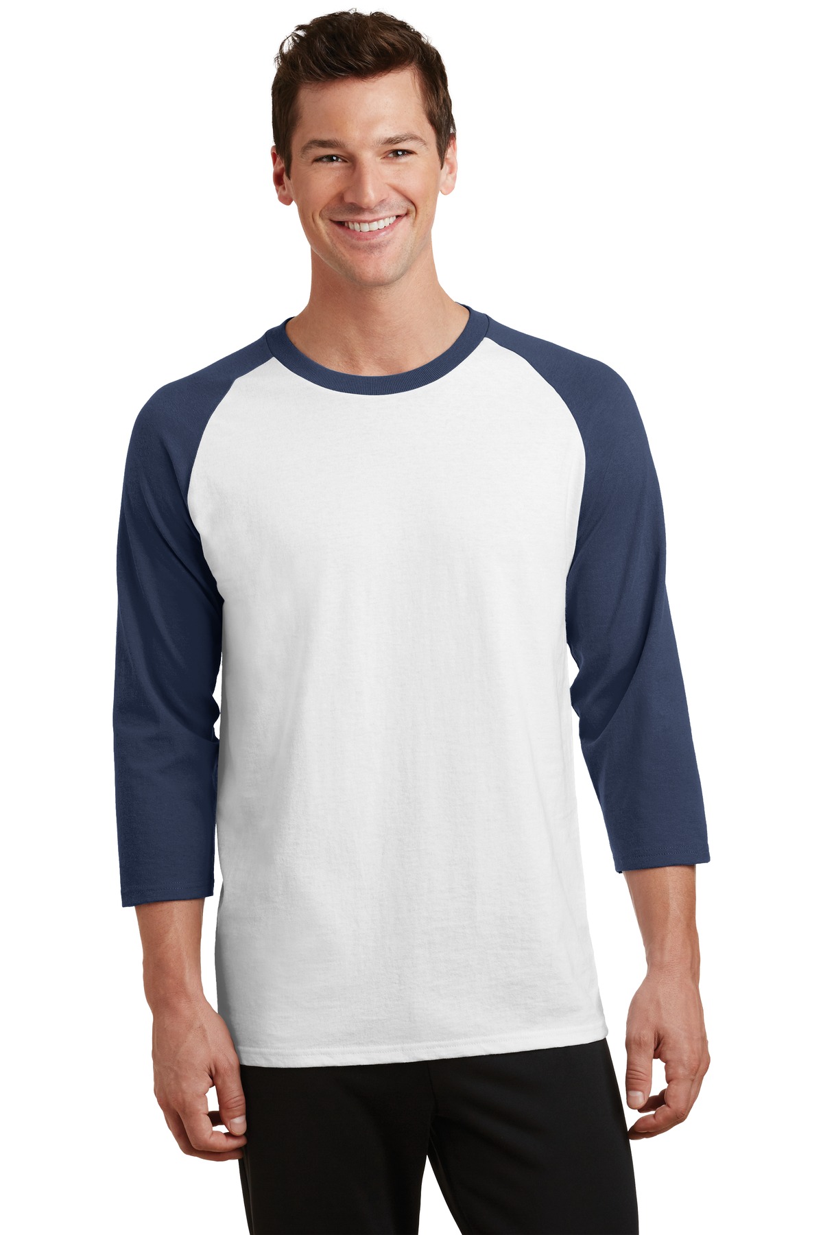 3 Pack Of Port & Company PC55RS Men's Core Blend 3/4-Sleeve Raglan Tee T-Shirt - Picture 7 of 10