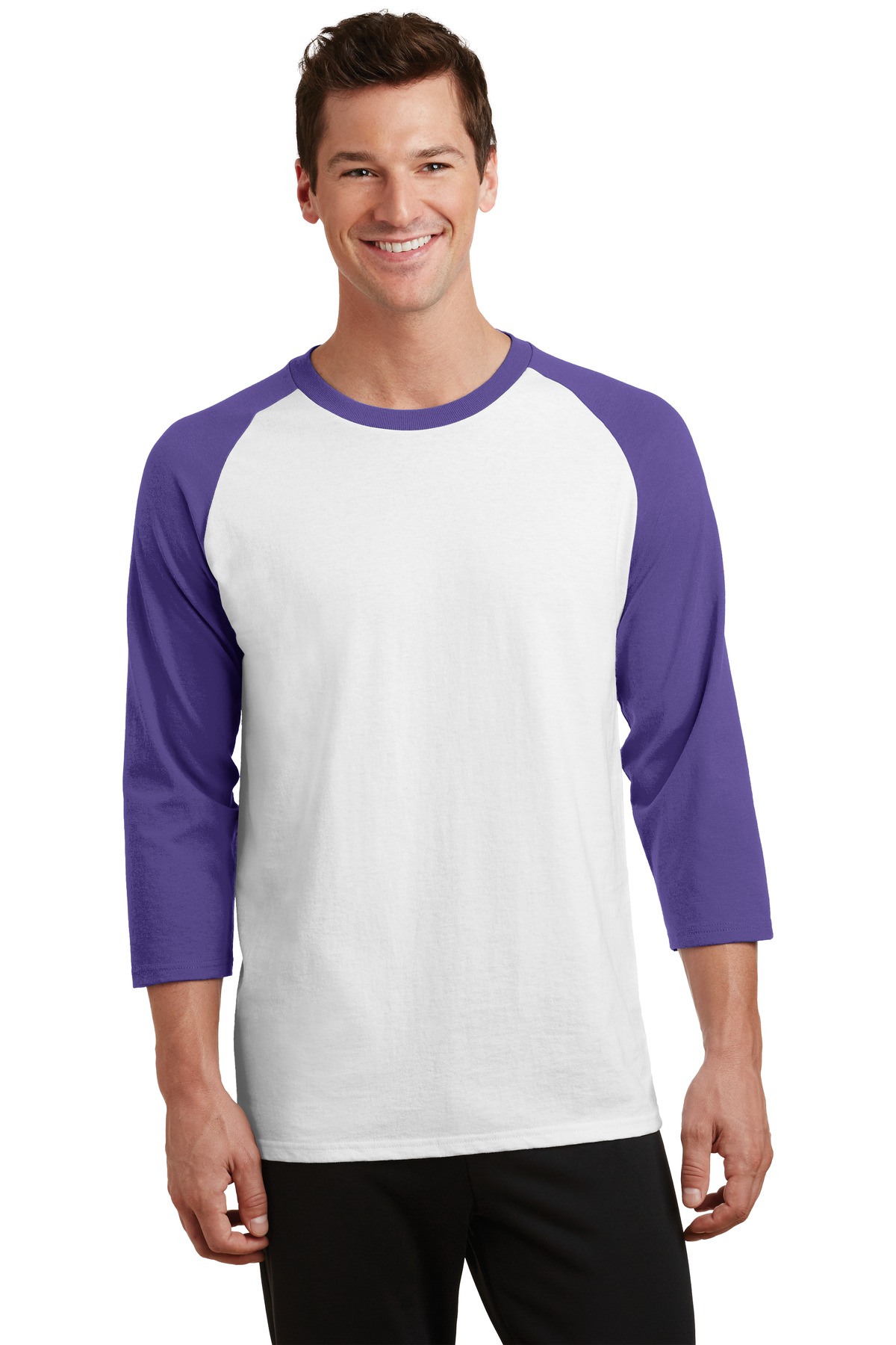 3 Pack Of Port & Company PC55RS Men's Core Blend 3/4-Sleeve Raglan Tee T-Shirt - Picture 8 of 10