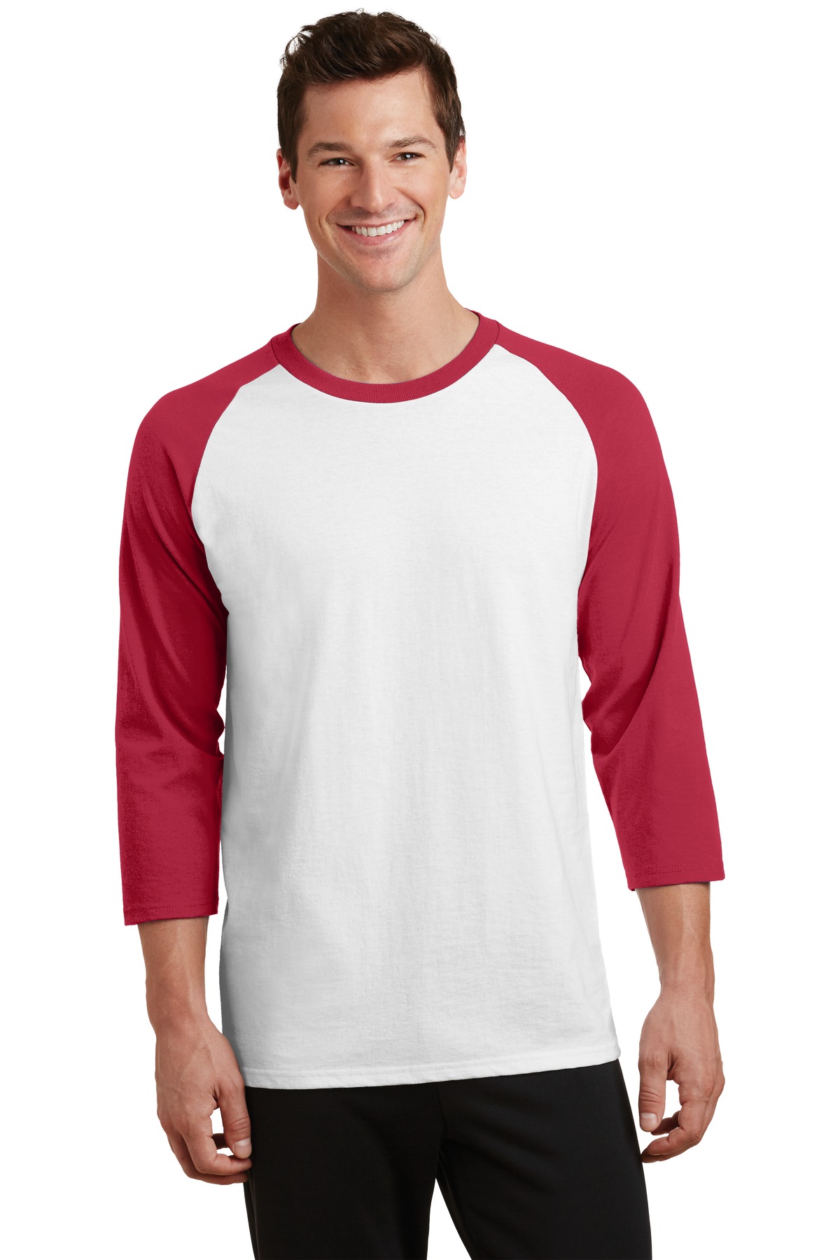 3 Pack Of Port & Company PC55RS Men's Core Blend 3/4-Sleeve Raglan Tee T-Shirt - Picture 9 of 10
