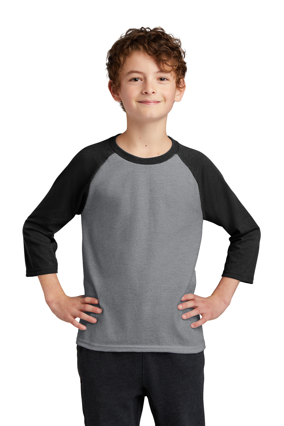 3 Pack Of Port & Company PC55YRS Youth Core Blend 3/4-Sleeve Raglan T Shirt - Picture 2 of 10