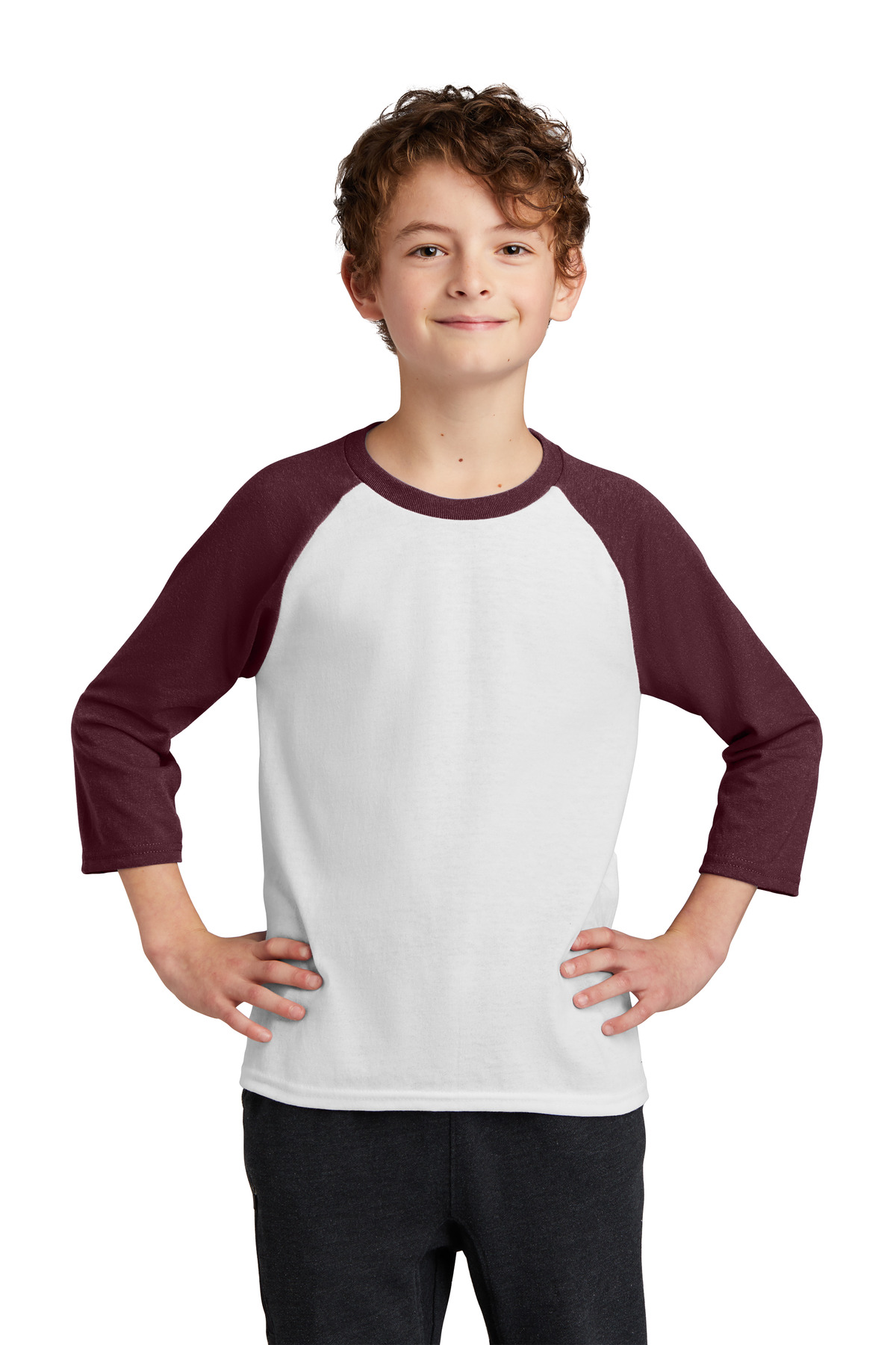 3 Pack Of Port & Company PC55YRS Youth Core Blend 3/4-Sleeve Raglan T Shirt - Picture 4 of 10