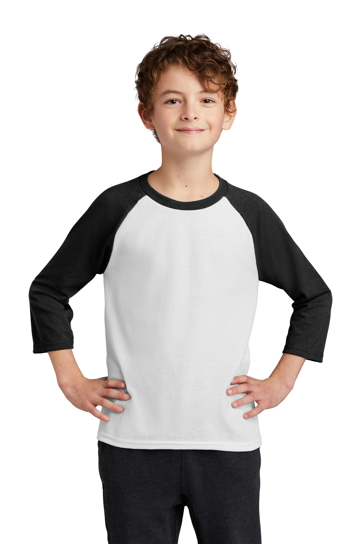 3 Pack Of Port & Company PC55YRS Youth Core Blend 3/4-Sleeve Raglan T Shirt - Picture 6 of 10