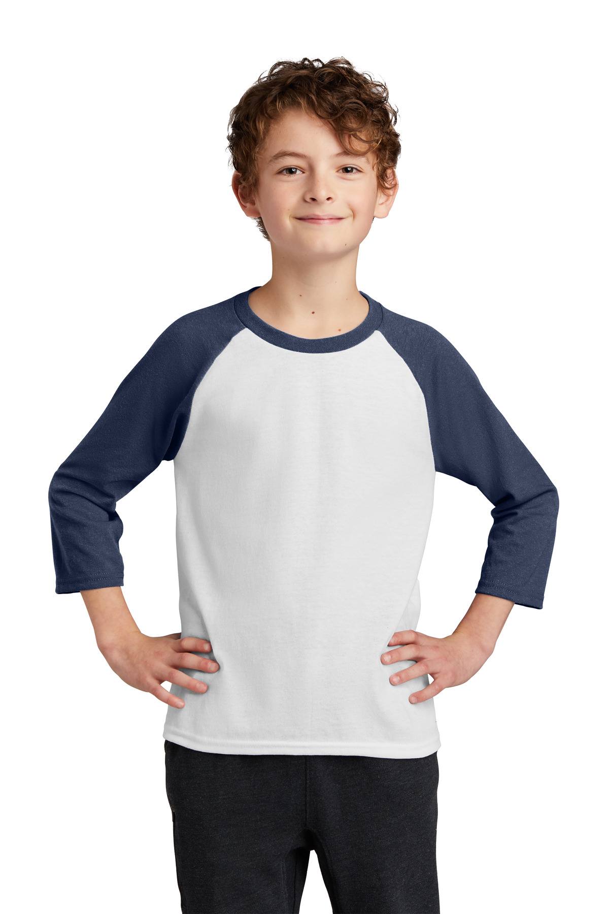 3 Pack Of Port & Company PC55YRS Youth Core Blend 3/4-Sleeve Raglan T Shirt - Picture 7 of 10