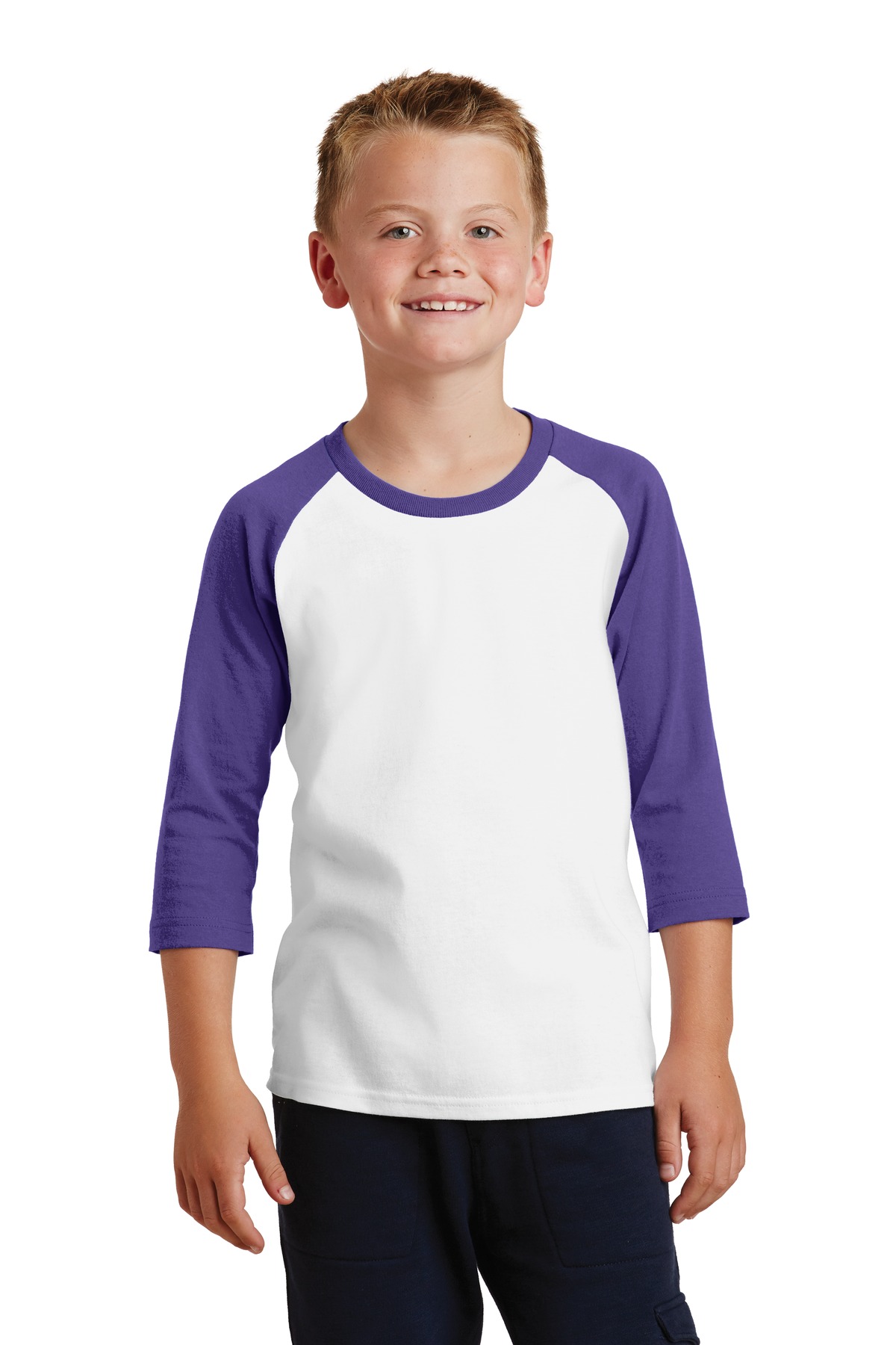 3 Pack Of Port & Company PC55YRS Youth Core Blend 3/4-Sleeve Raglan T Shirt - Picture 8 of 10