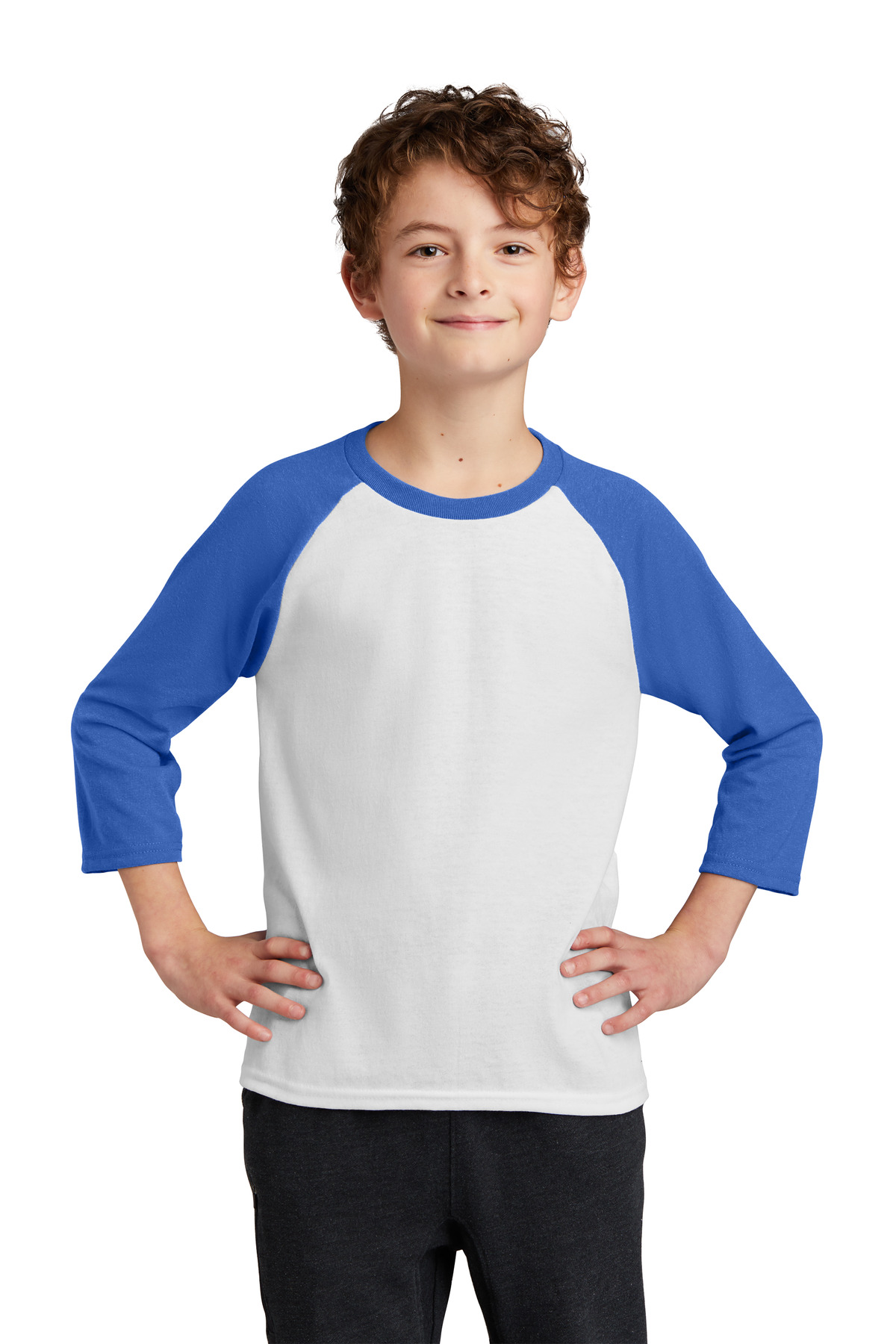 3 Pack Of Port & Company PC55YRS Youth Core Blend 3/4-Sleeve Raglan T Shirt - Picture 10 of 10
