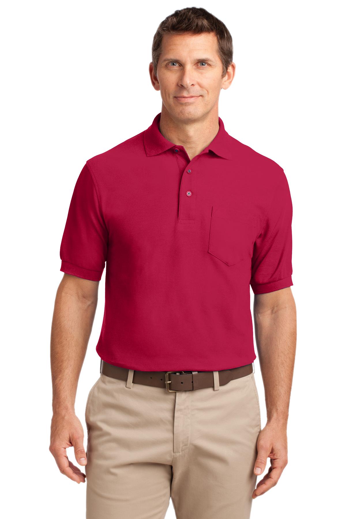 3 Pack Of Port Authority TLK500P Men's Poly/Tall Silk Touch Polo With Pocket - Picture 7 of 9